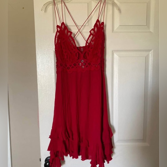 Free People Dresses & Skirts - Free People Red Adella Slip Dress